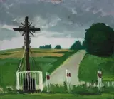 Bartłomiej Kownacki, Przydrożny krzyż, 2001, 2001, olej, deska