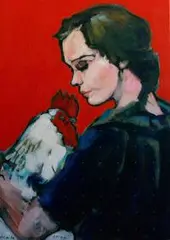 Katarzyna Morańda, W bluzce w kropki, 2014, 2014, akryl, olej, płótno