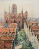 Friedrich Wagner-Poltrock, Ulica Mariacka, akwarela, papier
