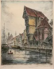 Friedrich Görtitz, Żuraw Gdański, akwaforta kolorowana, 21