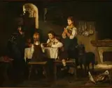 W. Hartwig, Modlitwa przy stole, 1925 r., 1925, olej, płótno dublowane