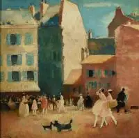 Walter Heimig, W kawiarni, 1935 r., 1935, olej, sklejka, 56