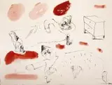 Marian Subbotko, W pokoiku, lata 80-te, tusz, brokat, papier