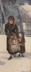 Witold Wojtkiewicz, Matka z dzieckiem, 1902 r., 1902, akwarela, papier, 17