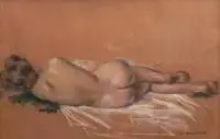 Szczepan Andrzejewski, Akt leżący, pastel, papier, 28