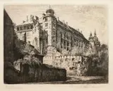 Bruno Reinhold, Widok na Wawel, akwaforta, wym. płyty 22
