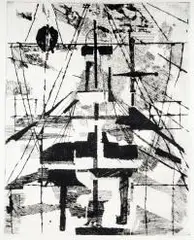 Edmund Piotrowicz, Statek, 1965 r., 1965, sucha igła, papier, 63