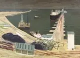 Józef Łakomiak, Port Północny już pracuje, 1974 r., 1974, olej, płótno