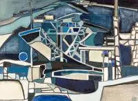 Hanna Koralewicz-Wojcieszek, Port Północny III, 1973 r., 1973, olej, płótno