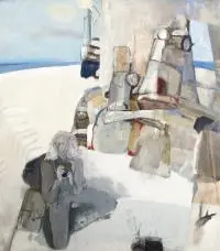 Kafar na morzu, 1974 r. by Monika Krechowicz, 1974, olej, płótno, sold Nov 2014