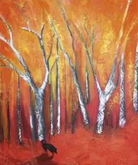 Jesień, 2014 by Agata Sasinowska, 2014, olej, akryl, spray, płótno, sold Nov 2014