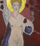 Tomasz Tajak, Święta wśród krzewów różanych, 2014, 2014, akryl, płótno