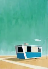 Trailer house, 2014 by Łukasz Ratajczyk, 2014, akryl, płótno, sold Aug 2014