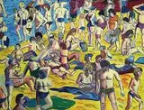 Szaweł Płóciennik, Herkules i plażowicze, akryl, płótno