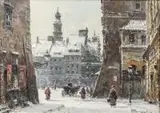 Widok na Stare Miasto w Warszawie by Władysław Chmieliński, olej, sold Aug 2014