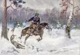 Jerzy Kossak, Ucieczka przed wilkami, 1951 r.