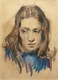 Antoni Suchanek, Portret kobiety, pastel, gwasz, papier