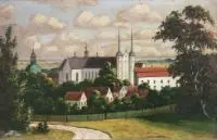 Antoni Pawłowski, Katedra w Oliwie, olej, sklejka