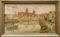 Karl Purrmann, Panorama Gdańska, przed 1939 r., olej, sklejka, 35