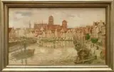 Karl Purrmann, Panorama Gdańska, przed 1939 r., olej, sklejka, 35