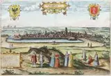 Frans Hogenberg Georg Braun, Dantzigt, Widok Gdańska od strony północno--zachodniej, 1575 r.miedzioryt kolorowany