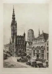 Albrecht Bruck, Ratusz Głównego Miasta w Gdańsku, 1 poł. XX w., akwaforta