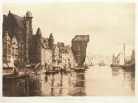 Berthold Hellingrath, Długie Pobrzeże w Gdańsku, akwaforta, wym. 38