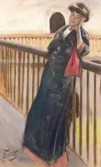 Julian Fałat, Kobieta w kimonie, 1908 r., 1908, pastel, papier
