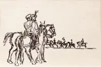 Jacek Żuławski, Konni, 1969 r., 1969, Ilustracja do ?Marysieńki Sobieskiej? Tadeusza Boya Żeleńskiego flamaster, tusz, papier, 29