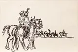 Jacek Żuławski, Konni, 1969 r., 1969, Ilustracja do ?Marysieńki Sobieskiej? Tadeusza Boya Żeleńskiego flamaster, tusz, papier, 29