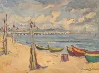 Mieczysław Bieszczanin, Plaża w Sopocie, 1962 r., 1962, olej, płótno