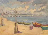 Mieczysław Bieszczanin, Plaża w Sopocie, 1962 r., 1962, olej, płótno