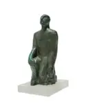 Deborah Bell, Meditation as Rock, bronze with a verdigris patina, on an acrylic base