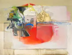 Nils Burwitz, Abstract Composition, oil on canvas laid down on board