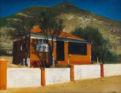 Walter Meyer, Spoorweghuis, oil on canvas