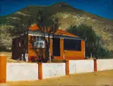 Walter Meyer, Spoorweghuis, oil on canvas