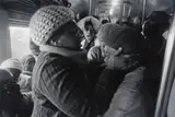 Santu Mofokeng, Supplication, Johannesburg–Soweto Line, Train Church Series, 1986, photographic print on paper