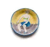 Plate with a female figure by Hylton Nel, painted and glazed ceramic, sold Sep 2024