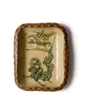 Rectangular dish with abstract butterfly and tree by Hylton Nel, painted and glazed ceramic, sold Sep 2024