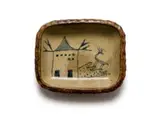 Rectangular dish with a deer and house motif by Hylton Nel, painted and glazed ceramic, sold Sep 2024