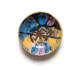 Bowl with abstract face and figure motifs by Hylton Nel, painted and glazed ceramic, sold Sep 2024