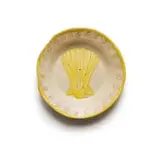 A yellow and cream plate with a shell motif by Hylton Nel, painted and glazed ceramic, sold Sep 2024