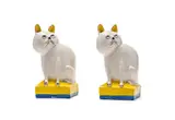 Hylton Nel, Cat on Yellow Base, two, painted and glazed ceramic