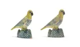 Pair of yellow and blue birds, two by Hylton Nel, painted and glazed ceramic, sold Sep 2024