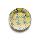Plate with a green and yellow check motif by Hylton Nel, painted and glazed ceramic, sold Sep 2024