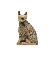 Hylton Nel and Bernard Wilke, Cat with a monochromatic geometric motif, painted and underglazed ceramic
