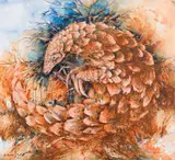 Lin Barrie, Red Earth Pangolin, oil, acrylic and earth pigment on canvas