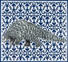 John Moore, Delft Series: Pangolin, colour linocut on paper