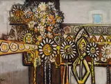 Normand Dunn, Shiva and the Bishop, oil on board