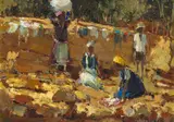 Adriaan Boshoff, Washerwomen, oil on canvas laid down on board